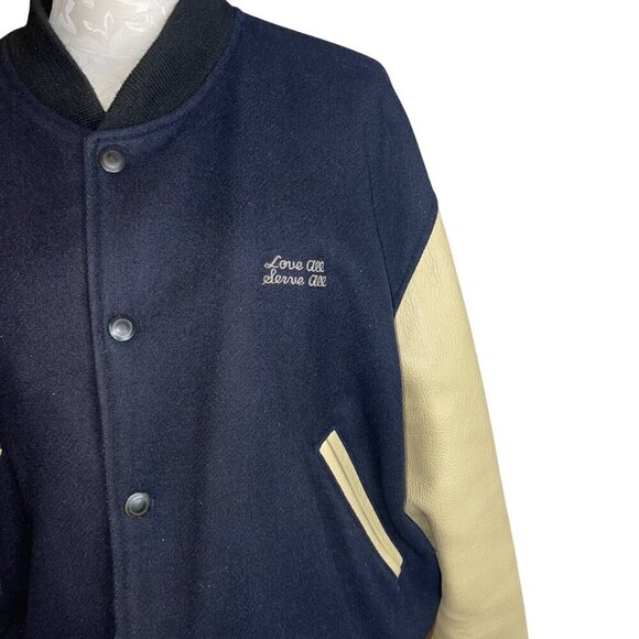 Hard Rock Cafe Vintage Mens Jacket Size Small Blue Barcelona Bomber Leather - Picture 8 of 8